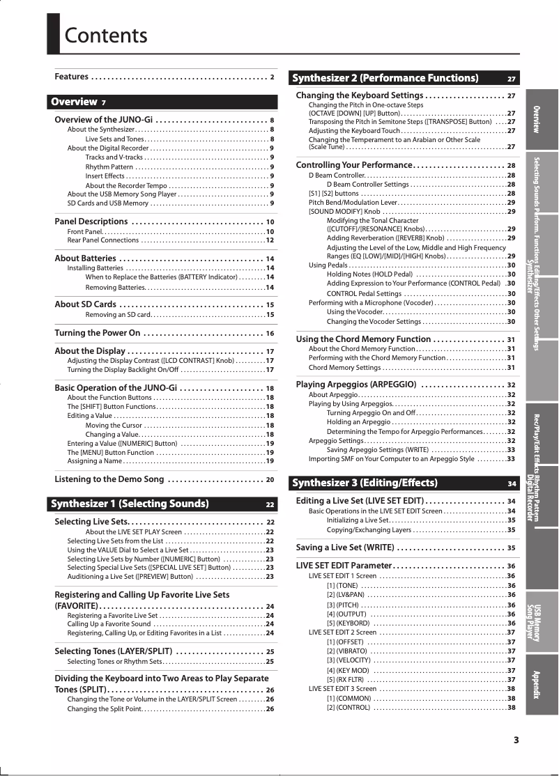 Image de la première page du manuel de l'appareil Juno-Gi