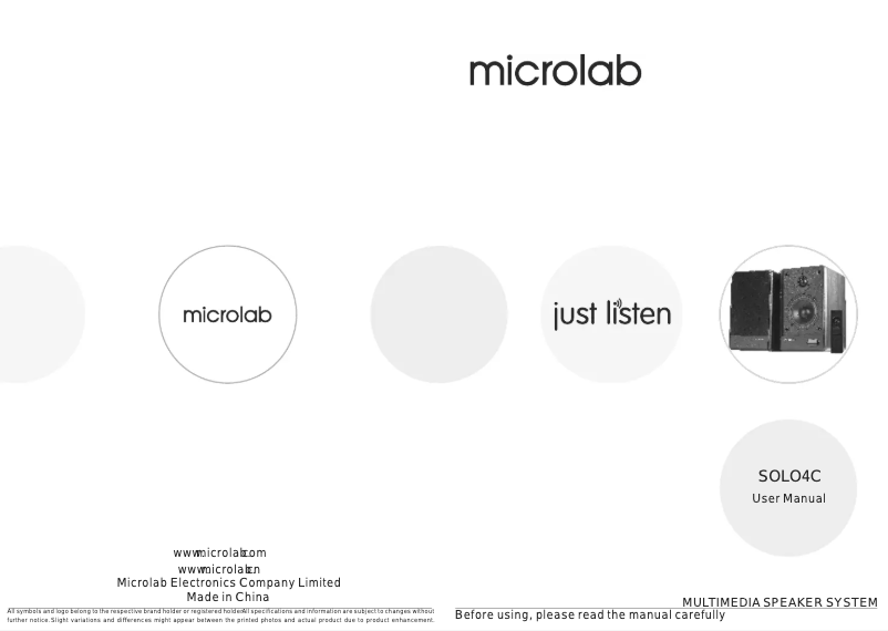 Page n°1 - Manuel utilisateur Microlab Solo 4C
