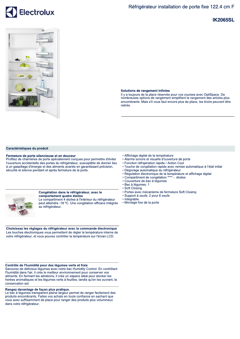 Página 1 del manual Ficha técnica Electrolux IK2065SL