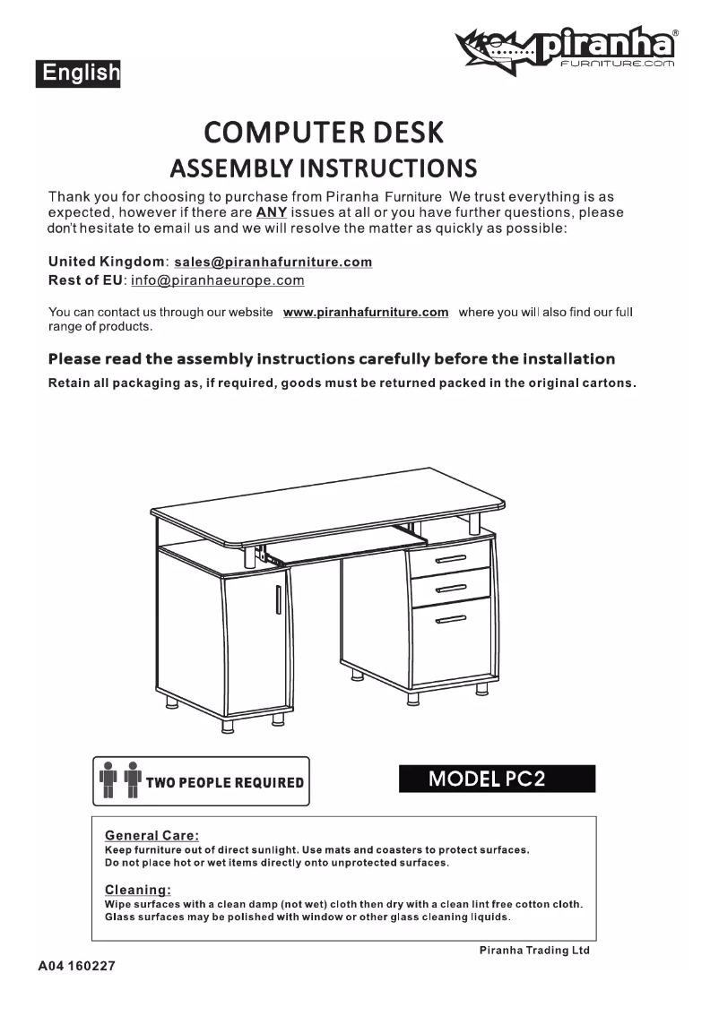 Page 1 de la notice Manuel utilisateur Piranha PC2