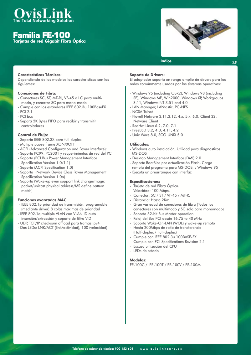 Page 1 de la notice Manuel utilisateur OvisLink FE-100M