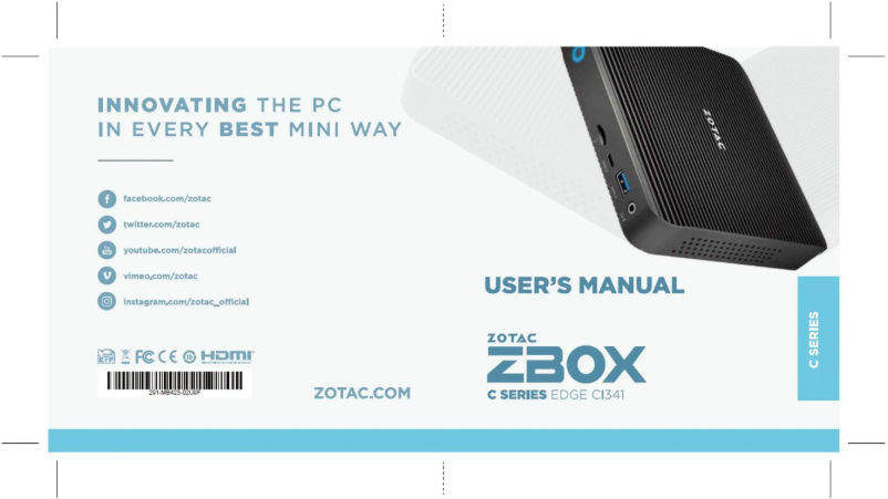 Page 1 de la notice Manuel utilisateur Zotac ZBOX edge CI341