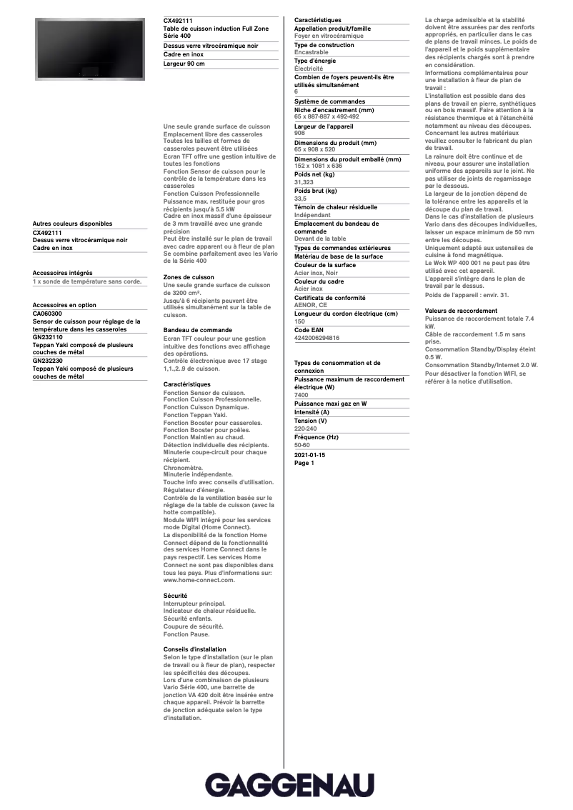 Imagen de la primera página del manual del dispositivo CX492111