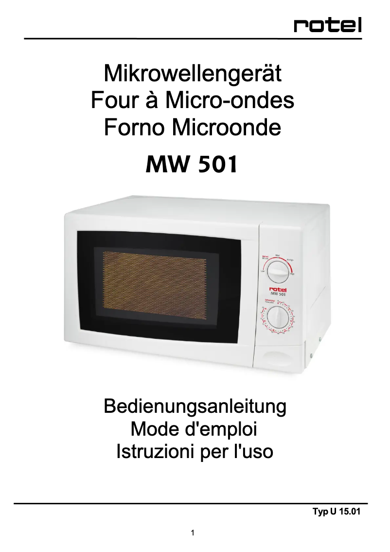 Page n°1 - Manuel utilisateur Rotel MW 501