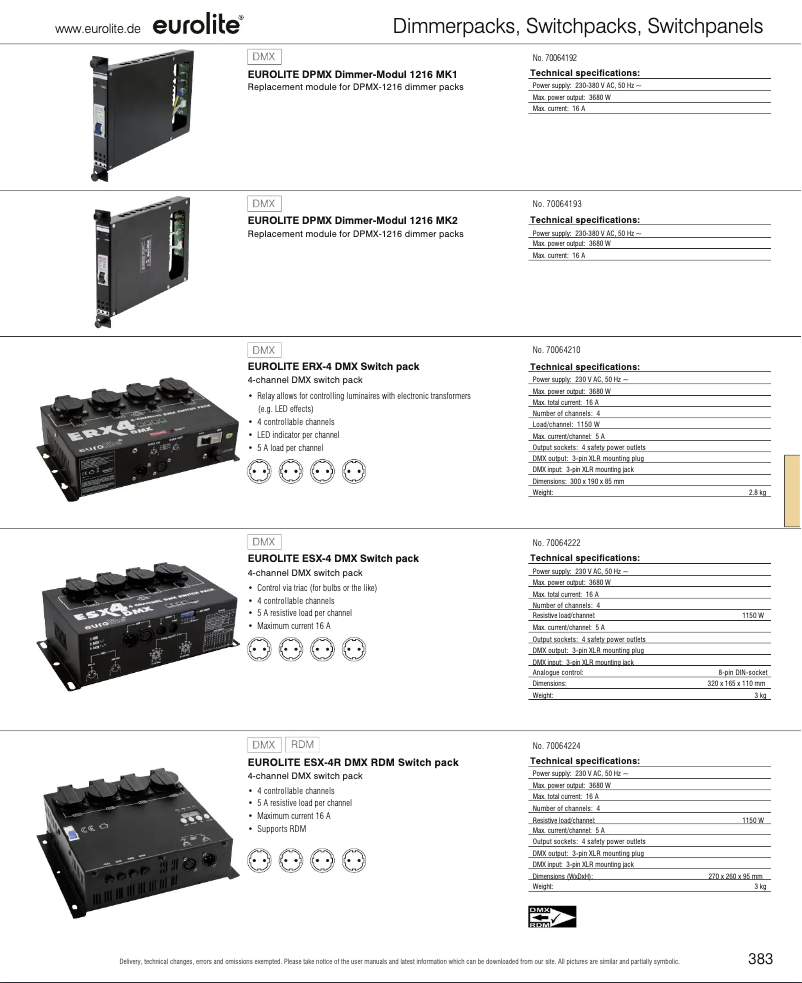 Página 1 del manual Catálogo Eurolite ESX-4R