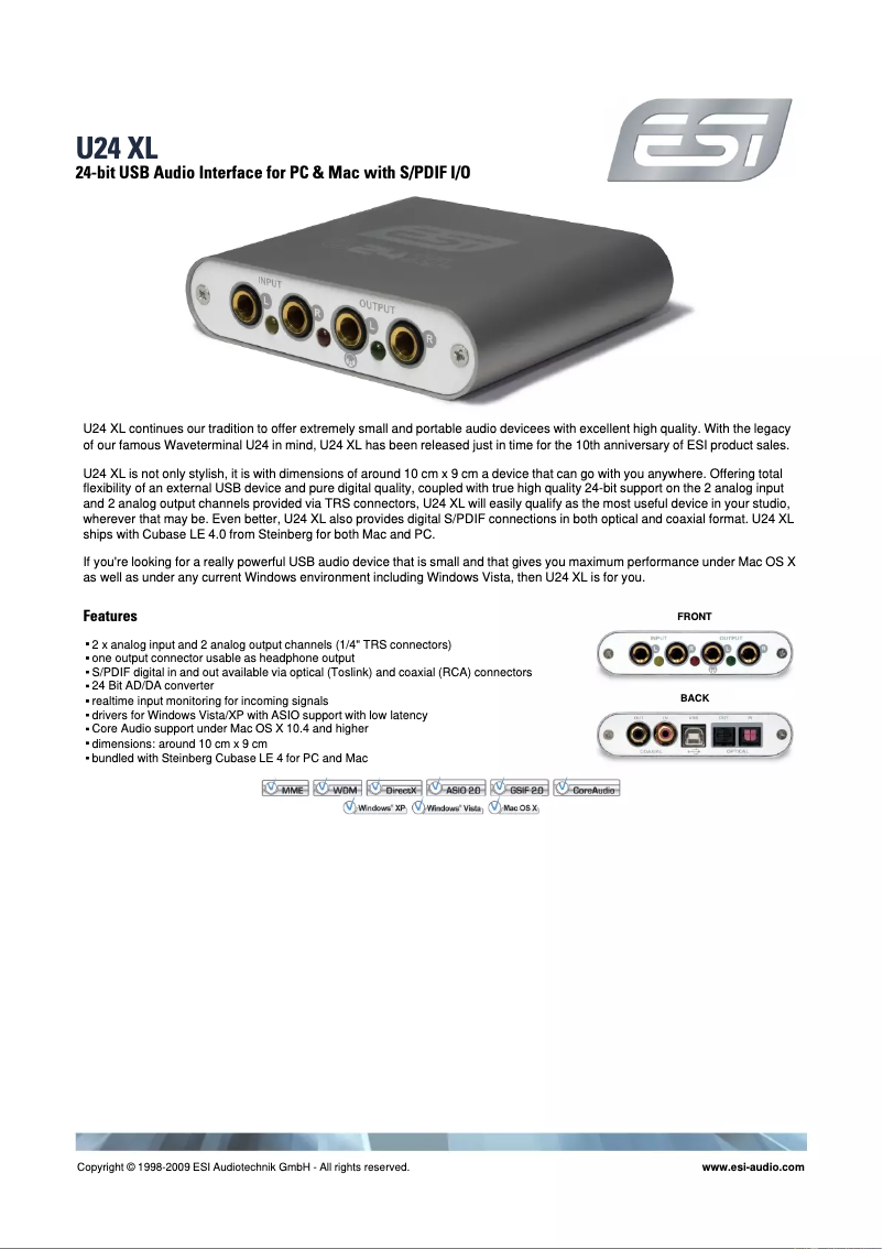 Page n°1 - Brochure ESI U24 XL