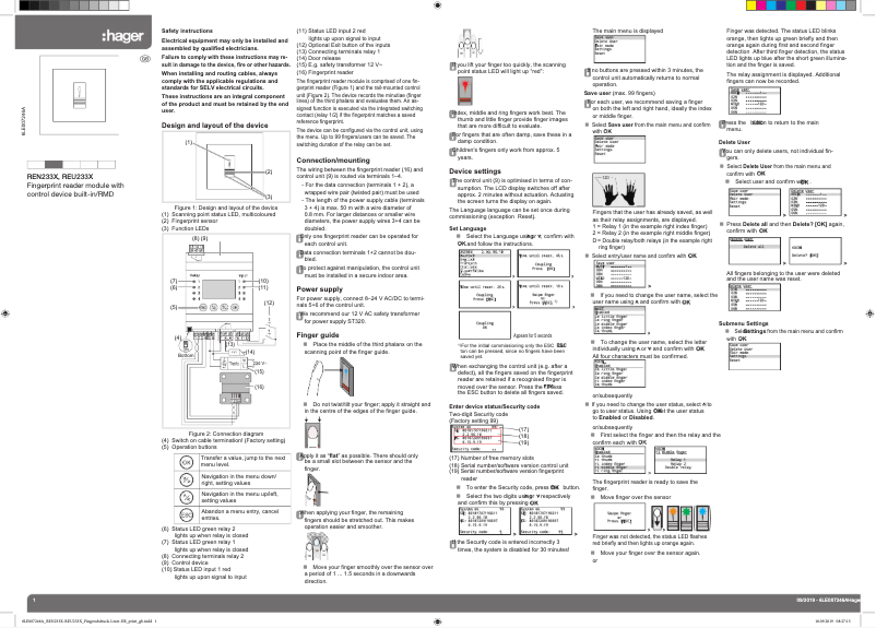 Page n°1 - Manuel utilisateur Elcom REN233X
