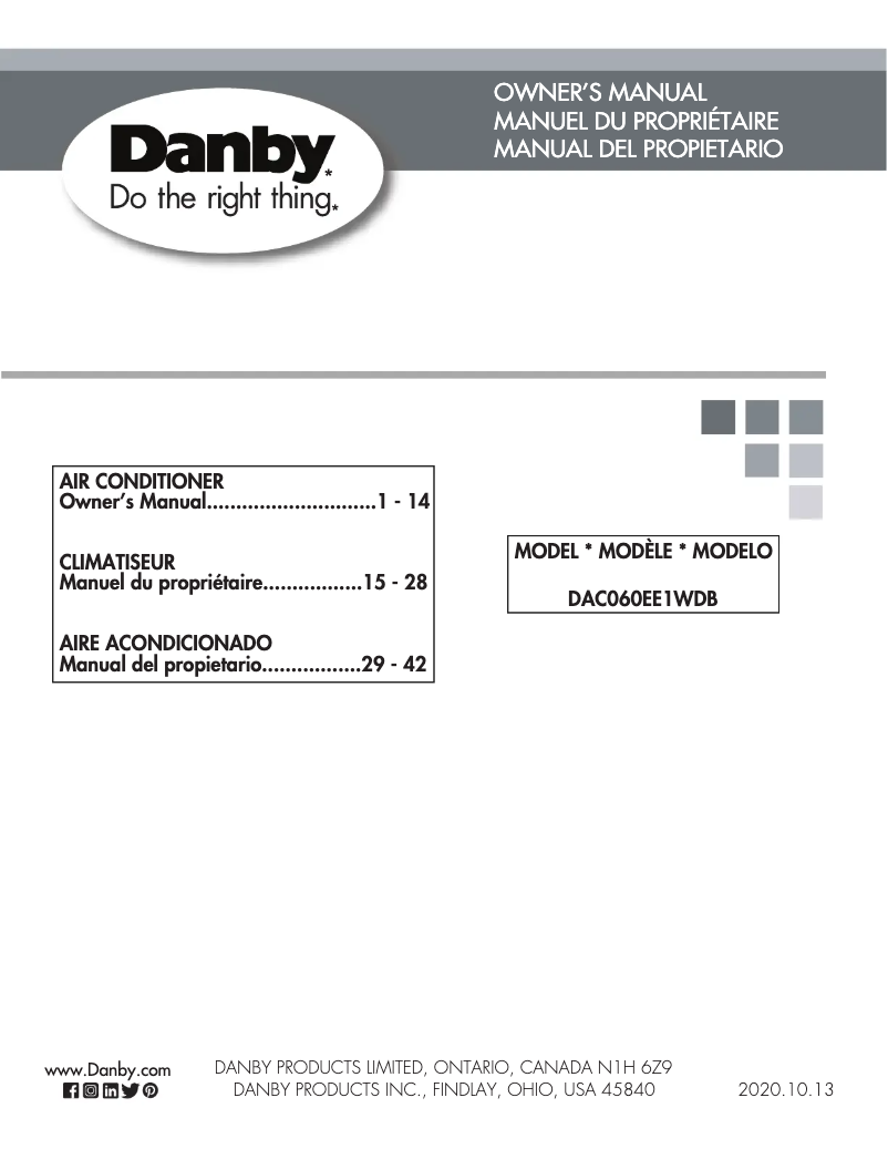 Página 1 del manual Manual de usuario Danby DAC060EE1WDB