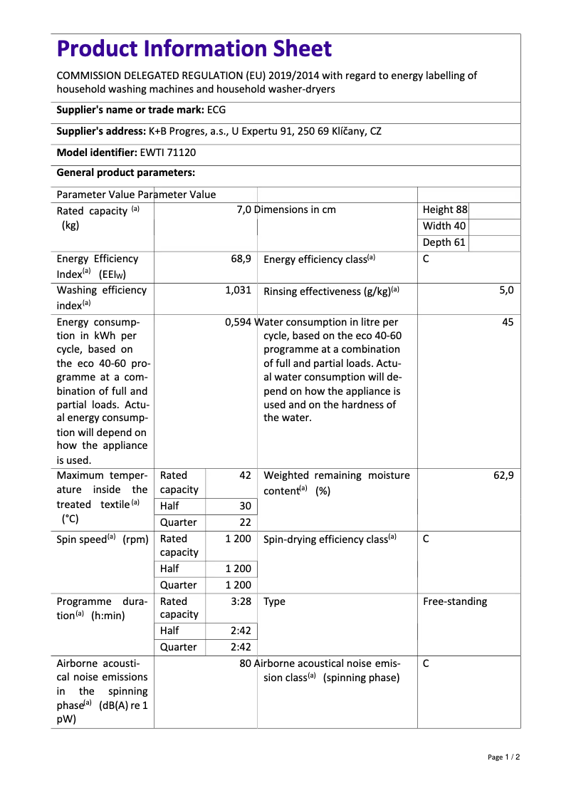 Image de la première page du manuel de l'appareil EWTI 71120