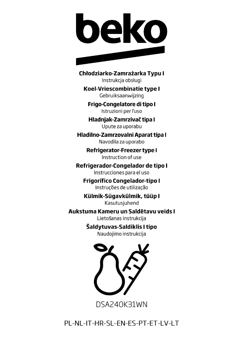 Image de la première page du manuel de l'appareil DSA240K31WN