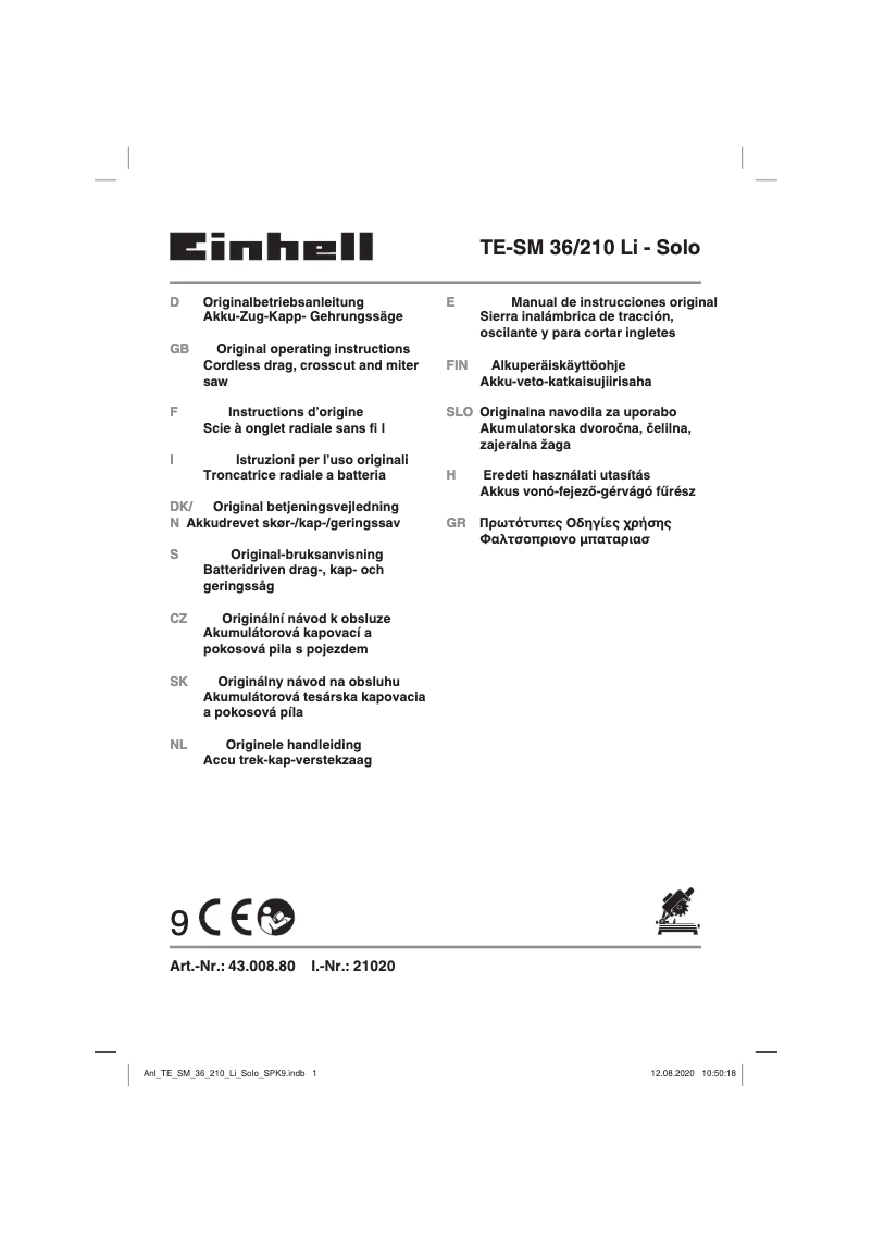Page 1 de la notice Manuel utilisateur Einhell GE-HH 18 Li T