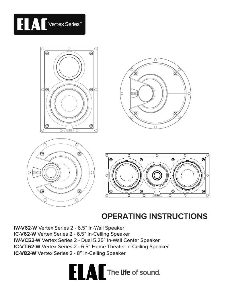 Page n°1 - Manuel utilisateur ELAC Vertex II IW-V62
