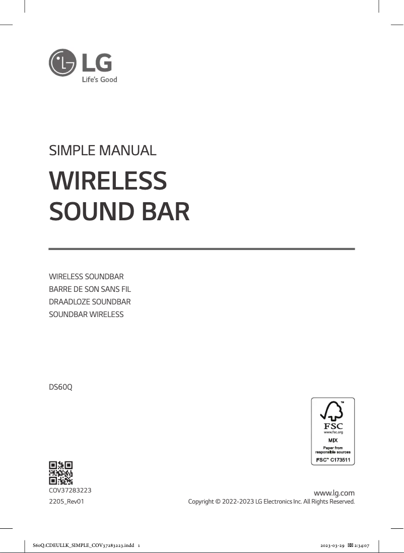 Page 1 de la notice Manuel utilisateur LG DS60Q