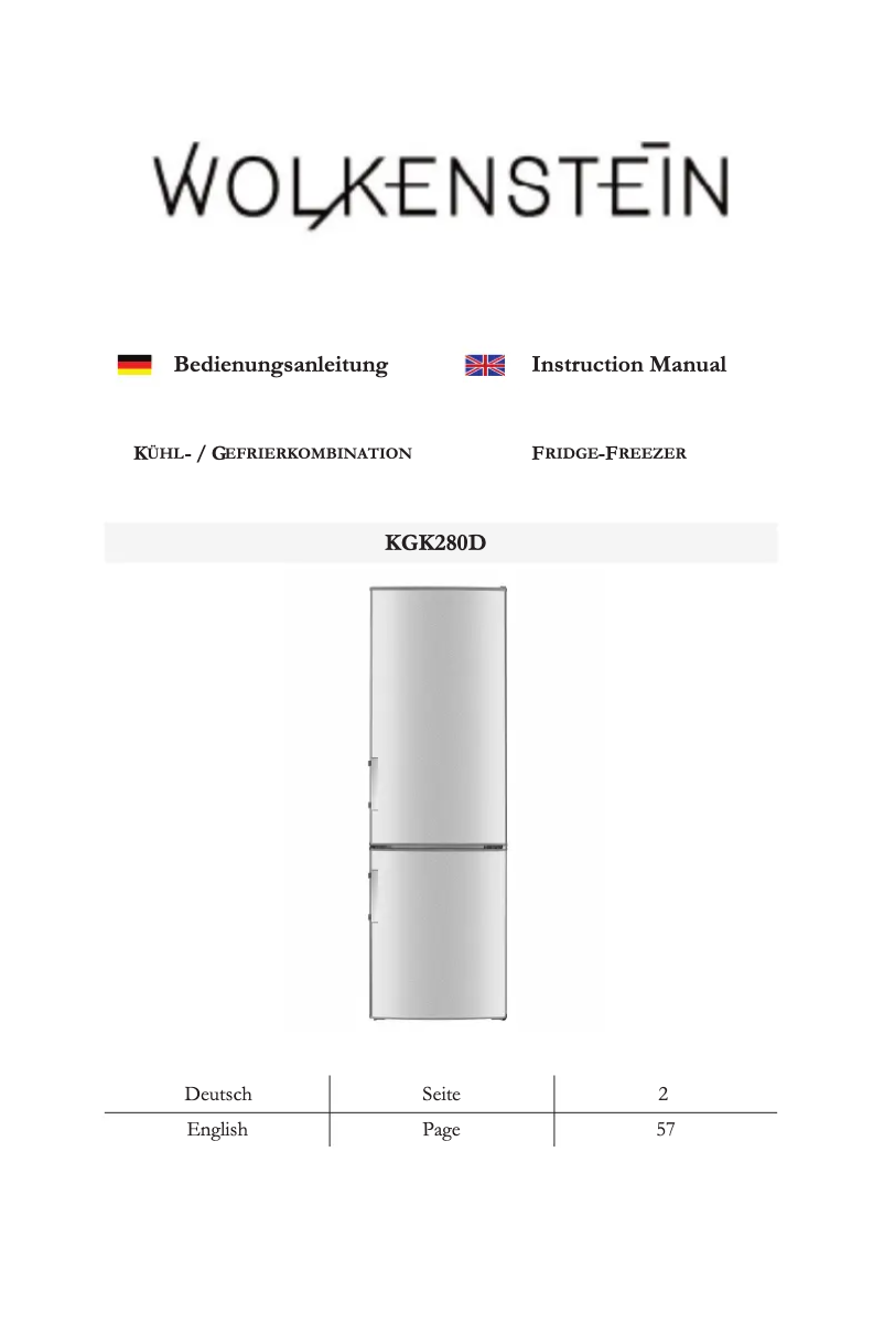 Image de la première page du manuel de l'appareil KGK280D