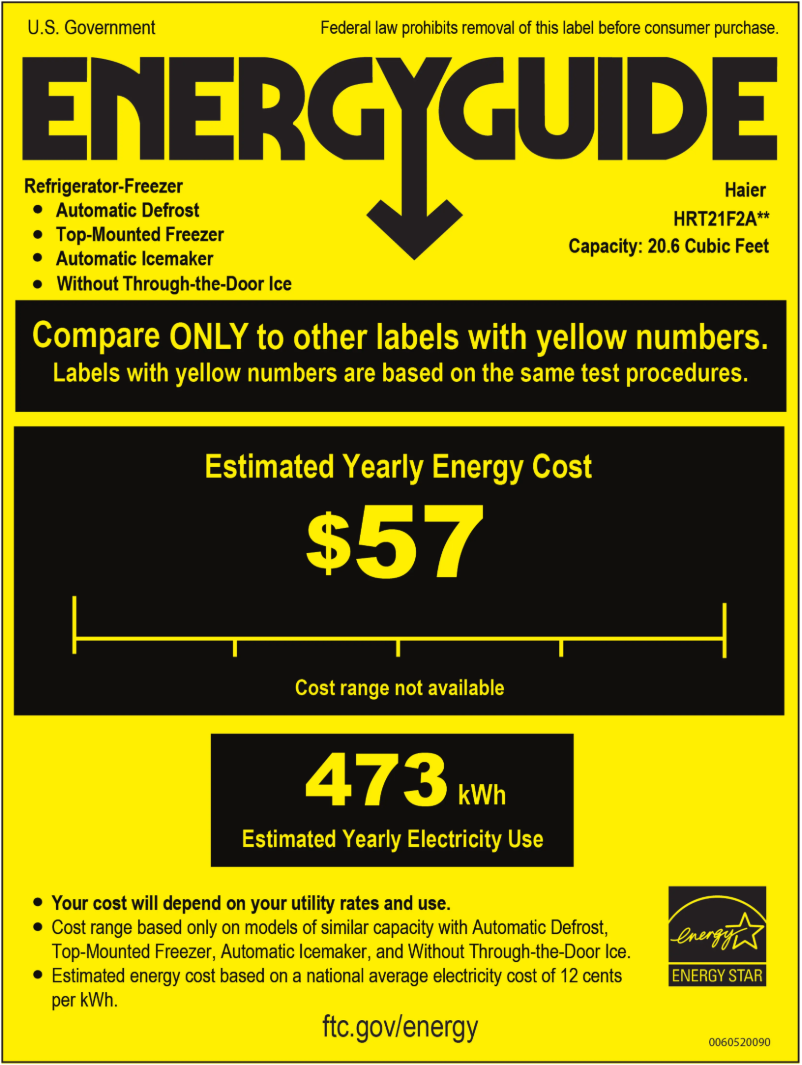 Page n°1 - Label énergétique Haier HRT21F2APS