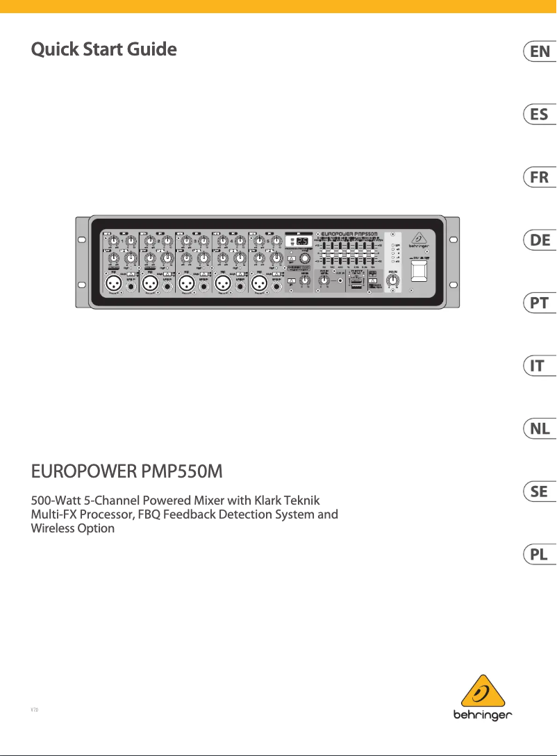 Page 1 de la notice Guide de démarrage rapide Behringer Europower PMP550M