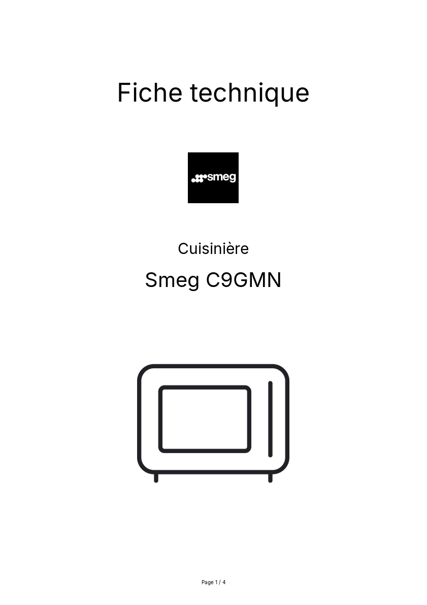 Page n°1 - Fiche technique Smeg C9GMN