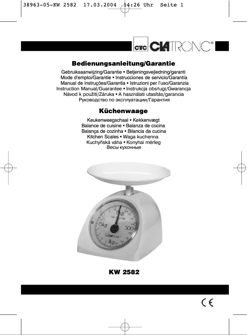 Page 1 de la notice Manuel utilisateur Clatronic KW 2582