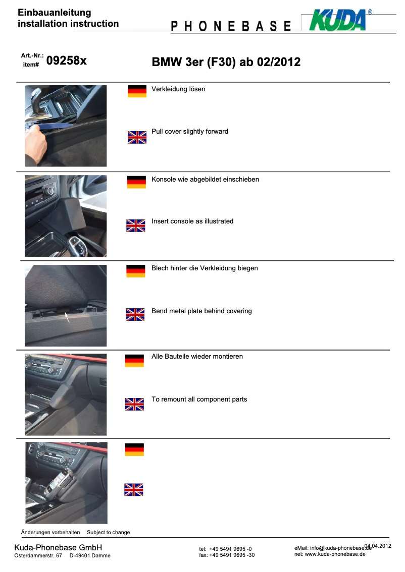 Page 1 de la notice Manuel utilisateur Kuda 092585