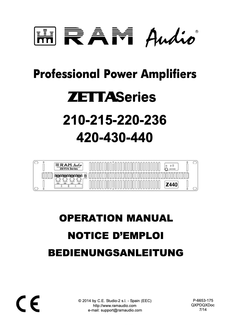 Page n°1 - Manuel utilisateur Ram Audio Zetta 420