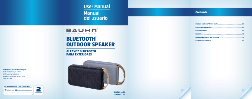Image de la première page du manuel de l'appareil Outdoor Speaker with Bluetooth M600D