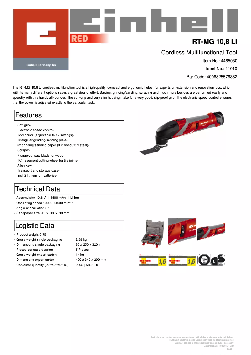 Image de la première page du manuel de l'appareil RT-MG 10,8 LI