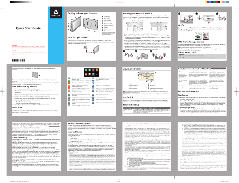 Page 1 de la notice Guide de démarrage rapide Navman Cruise650MMT