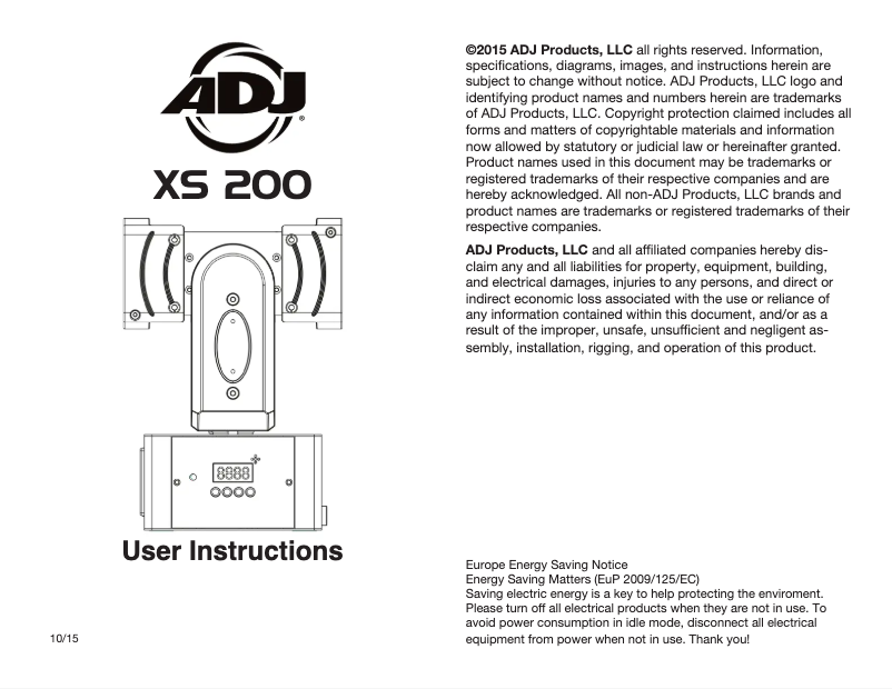 Imagen de la primera página del manual del dispositivo XS 200