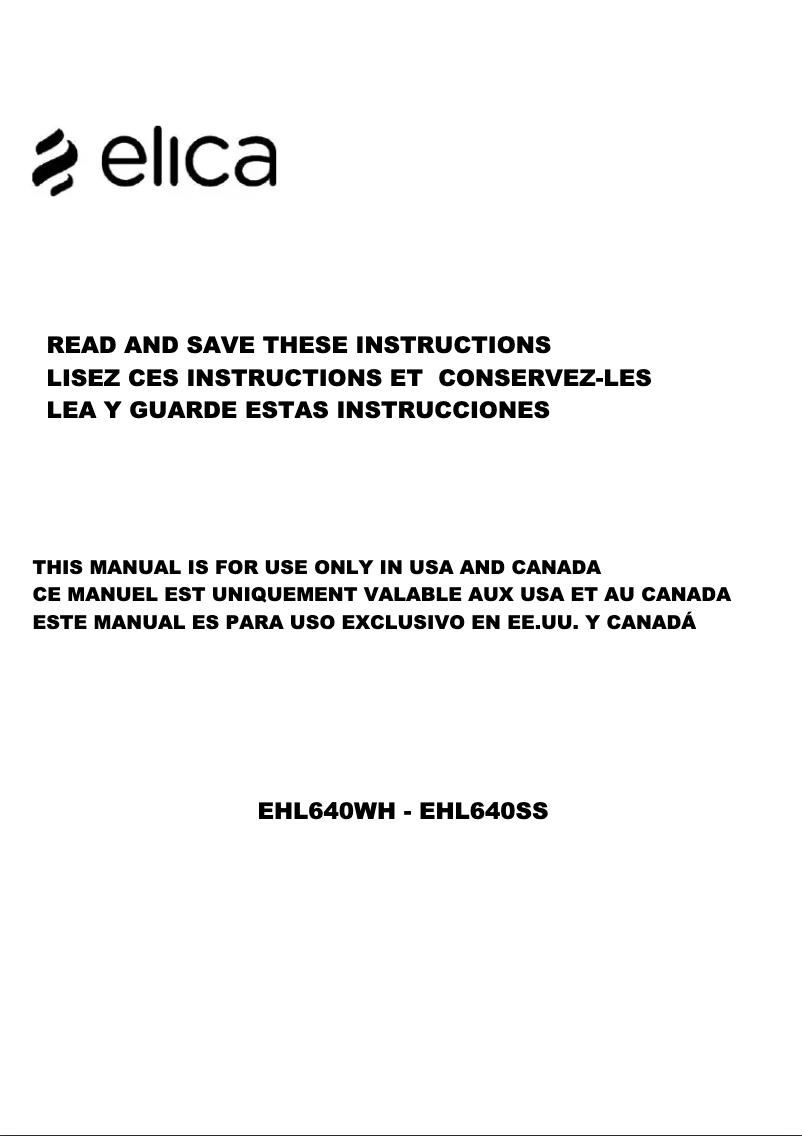 Page 1 de la notice Manuel utilisateur Elica Hilight PRF0156894