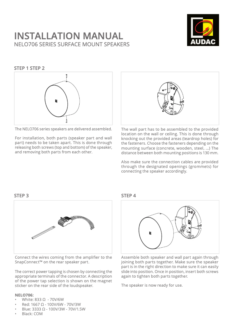 Page n°1 - Manuel utilisateur Audac NELO706