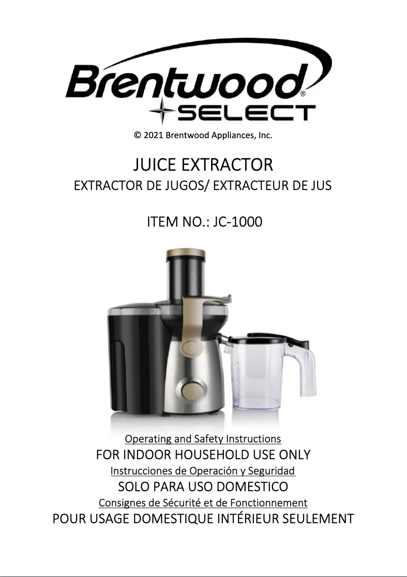 Page n°1 - Manuel utilisateur Brentwood JC-1000