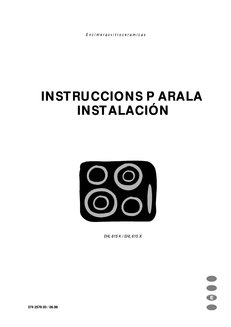 Page 1 de la notice Manuel utilisateur Electrolux EHL615X