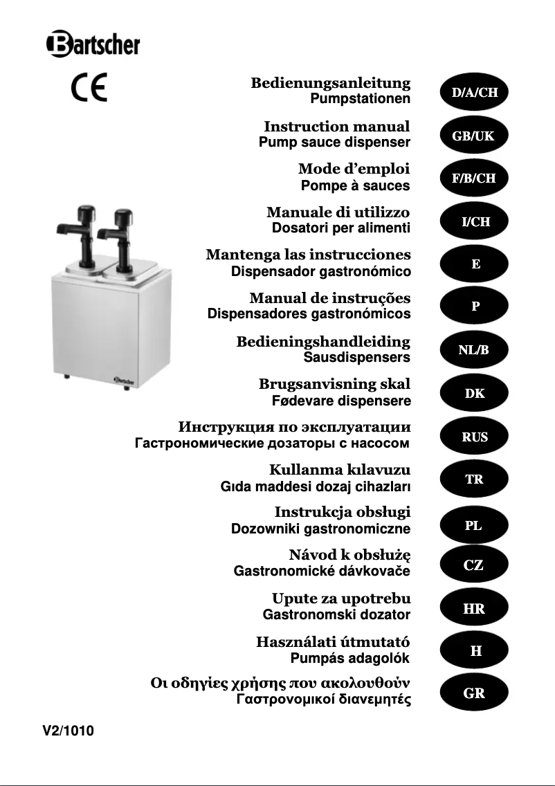 Page 1 de la notice Manuel utilisateur Bartscher 100323