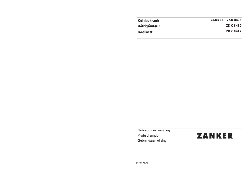 Page 1 de la notice Manuel utilisateur Zanker ZKK 8410