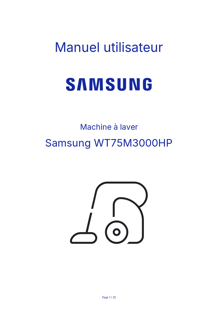 Page n°1 - Manuel utilisateur Samsung WT75M3000HP