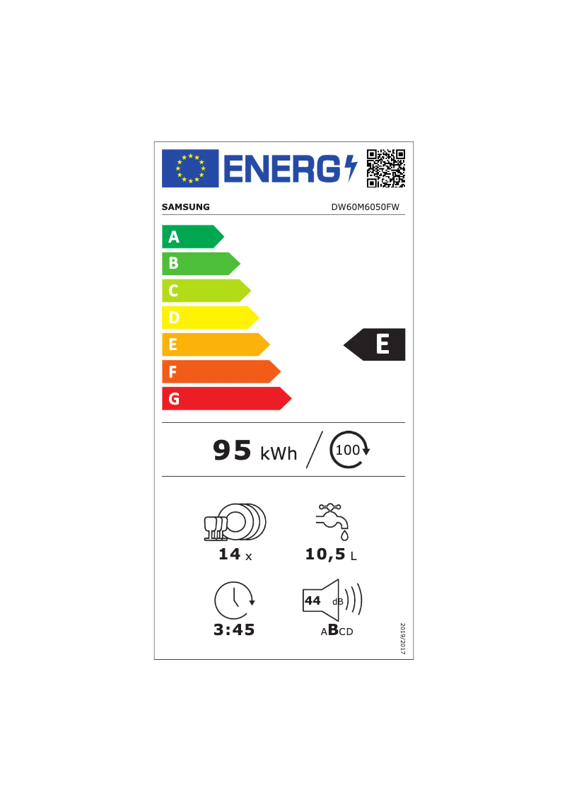 Page n°1 - Label énergétique Samsung DW60M6050FW