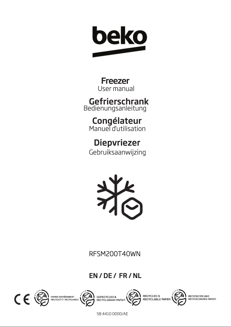 Page n°1 - Manuel utilisateur Beko RFSM200T40WN