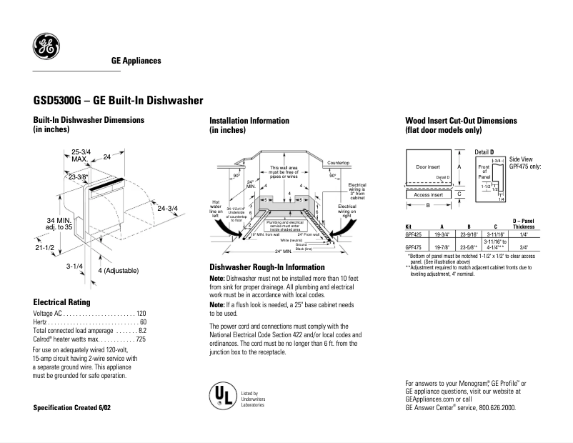 First page image of the manual for GSD5300GBB