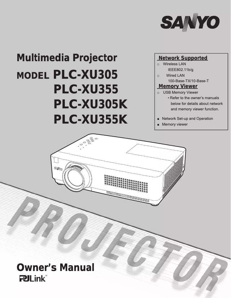 Page n°1 - Manuel utilisateur Sanyo PLC-XU305K