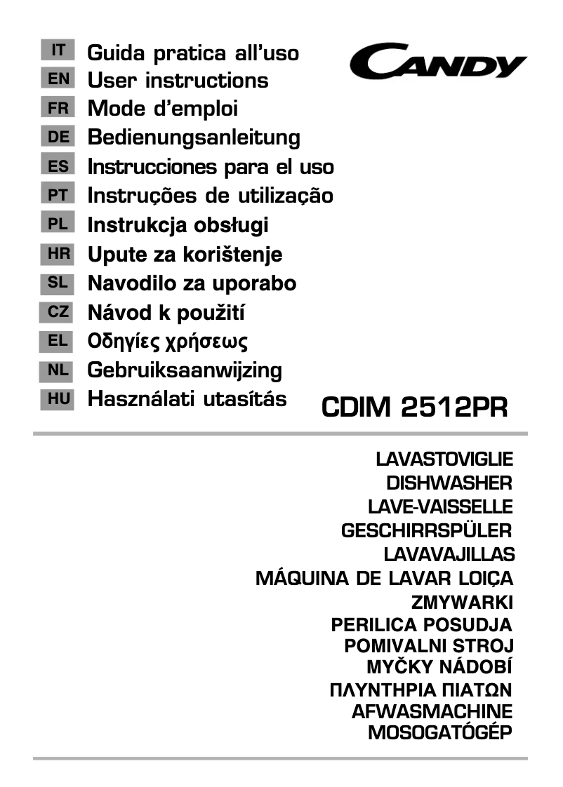 Page n°1 - Manuel utilisateur Candy CDIM 2512PR