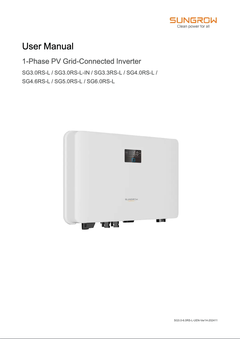 Image de la première page du manuel de l'appareil SG3.0RS-L