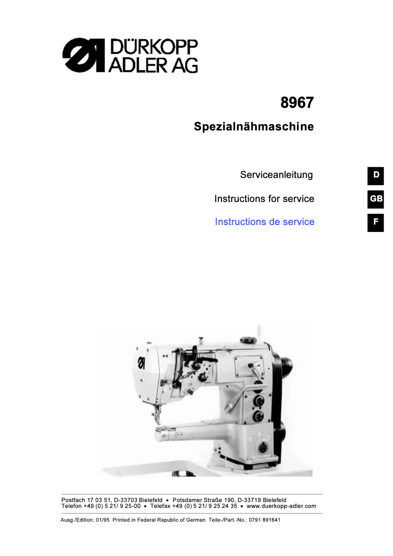 Image de la première page du manuel de l'appareil 8967