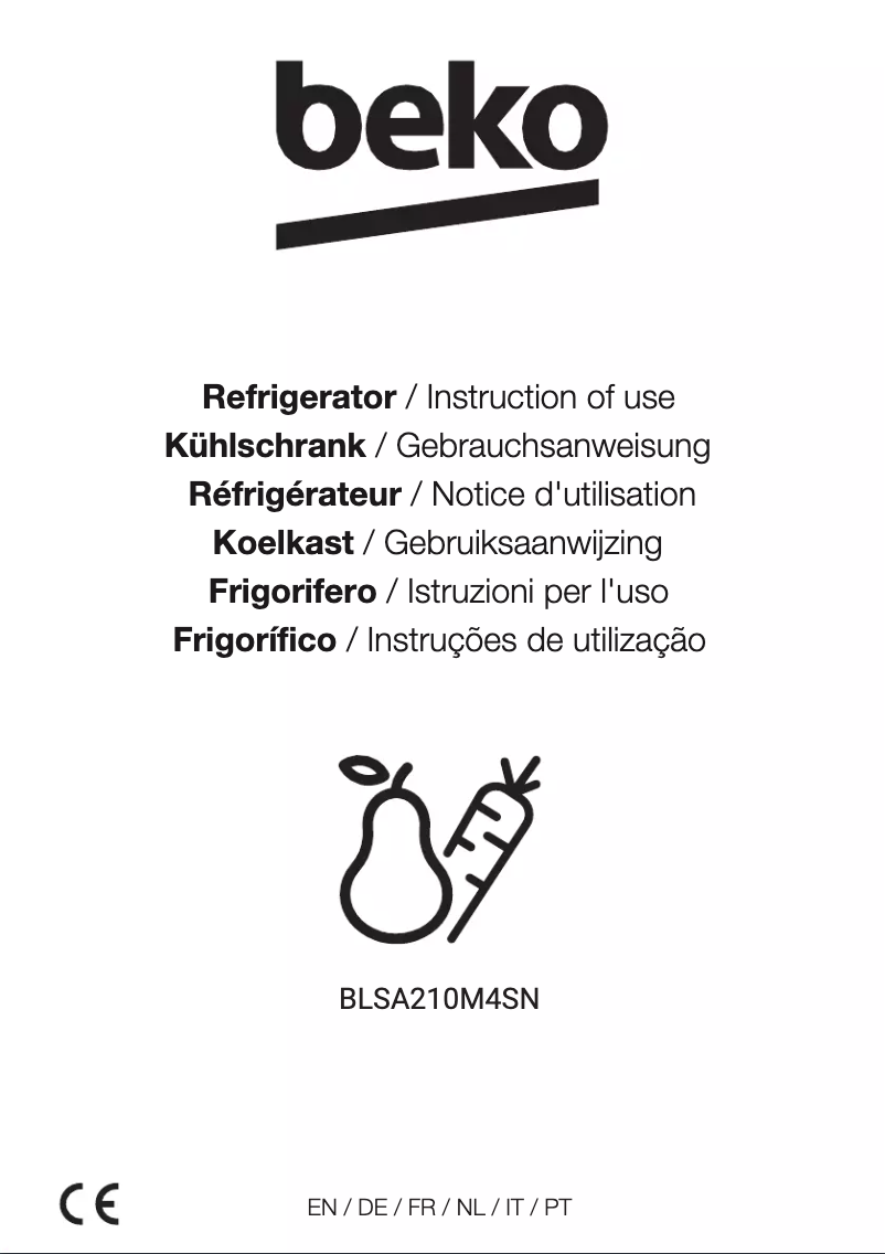 Page 1 de la notice Manuel utilisateur Beko BLSA210M4SN