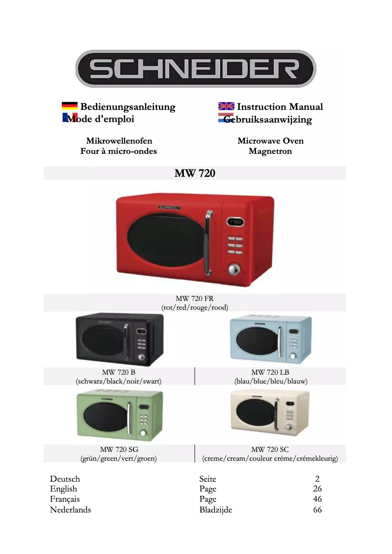 Image de la première page du manuel de l'appareil MW 720