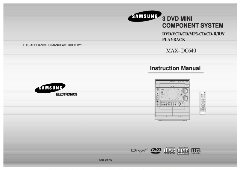 Page 1 de la notice Manuel utilisateur Samsung MAX-DC640