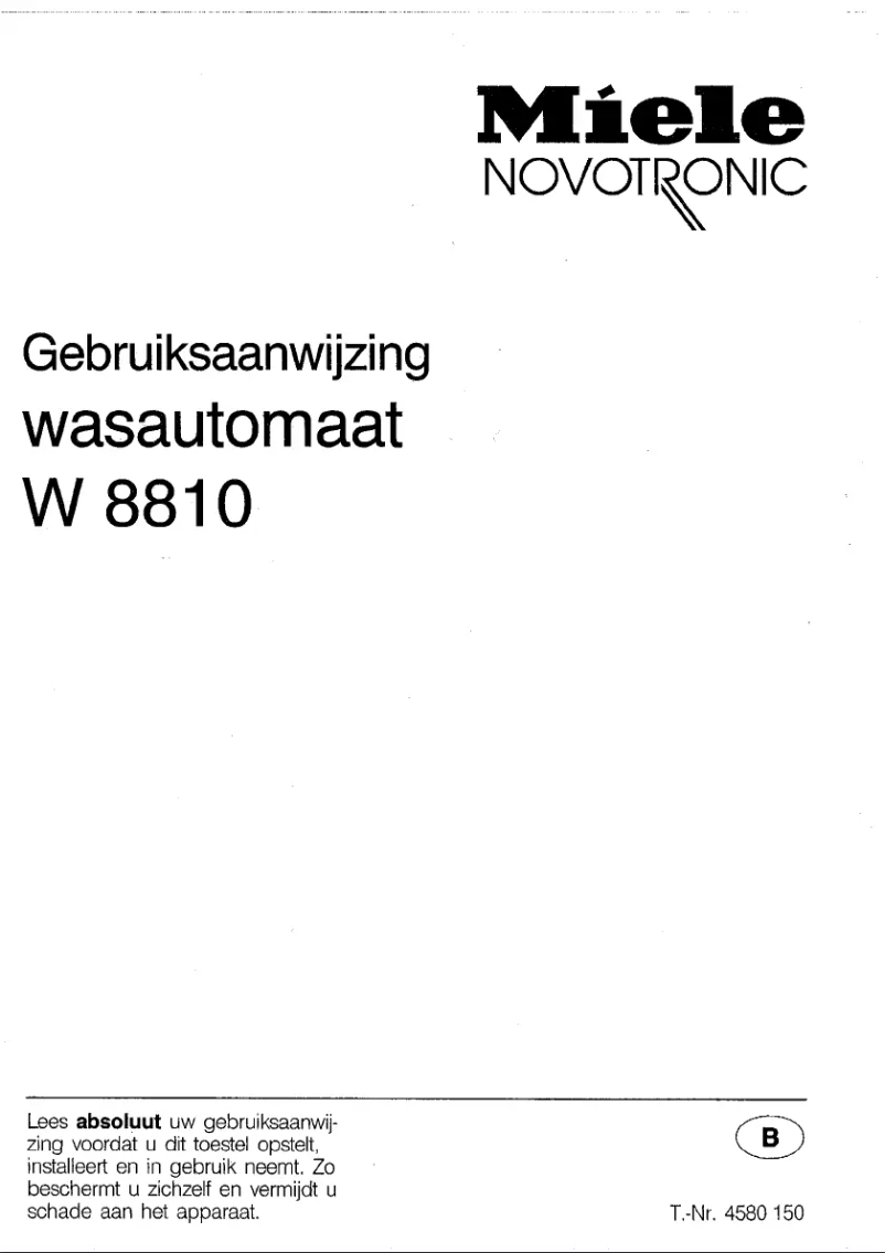 Page 1 de la notice Manuel utilisateur Miele Novotronic W8810