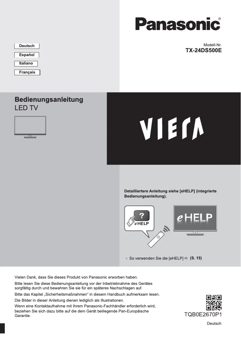 Image de la première page du manuel de l'appareil Viera TX-24DS500E