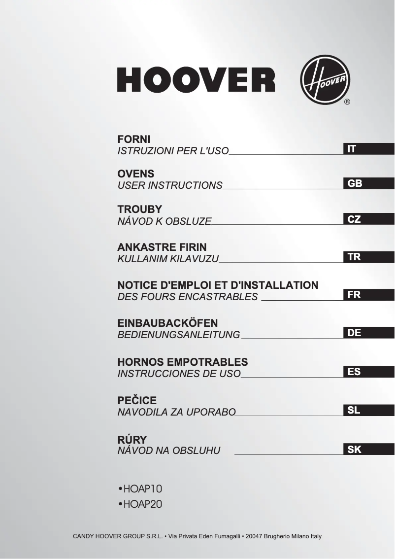 Page n°1 - Manuel utilisateur Hoover HOAP10X