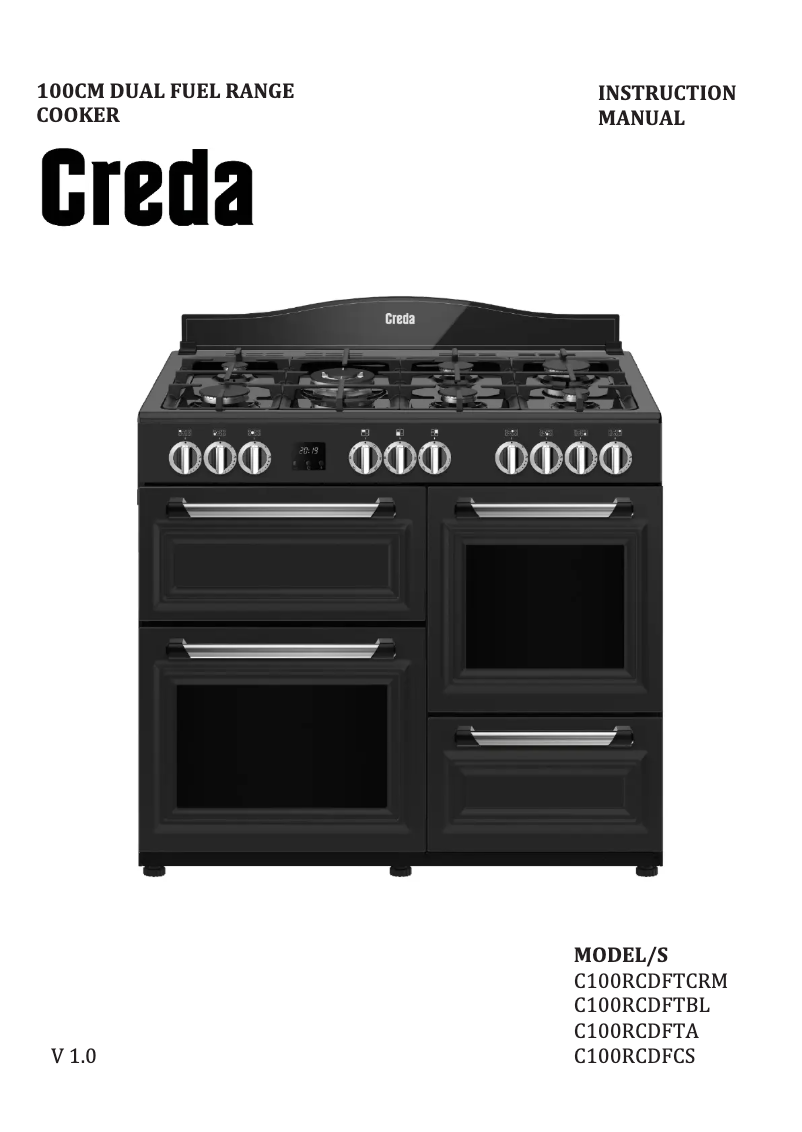 Page 1 de la notice Manuel utilisateur Creda C100RCDFTBL