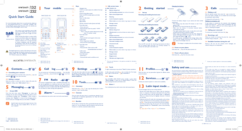 Page 1 de la notice Guide de démarrage rapide Alcatel One Touch 132